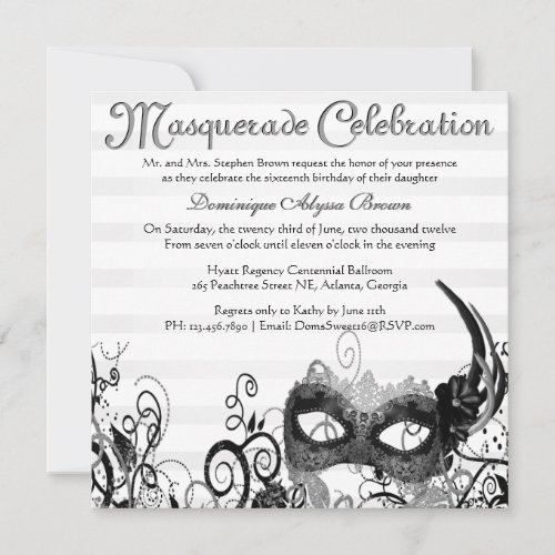 Elegant Masquerade Swirl Invite [Black]