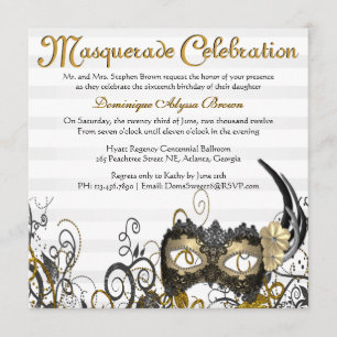 Elegant Masquerade Swirl Invite [Gold]