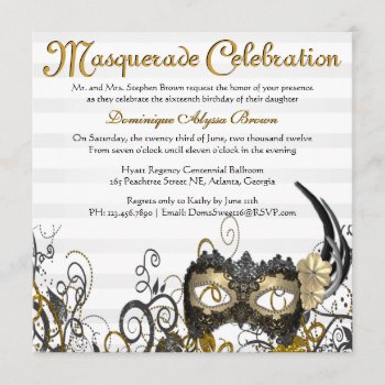 Elegant Masquerade Swirl Invite [gold] by TreasureTheMoments at Zazzle