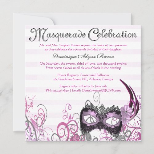 Elegant Masquerade Swirl Invite [Pink]