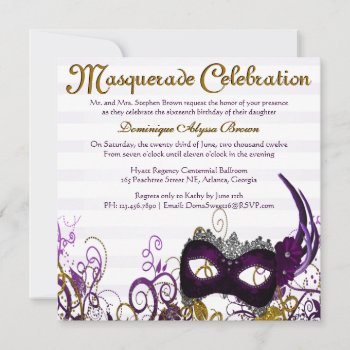 Elegant Masquerade Swirl Invite [purple] by TreasureTheMoments at Zazzle