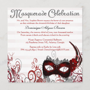 Elegant Masquerade Swirl Invite [Red]