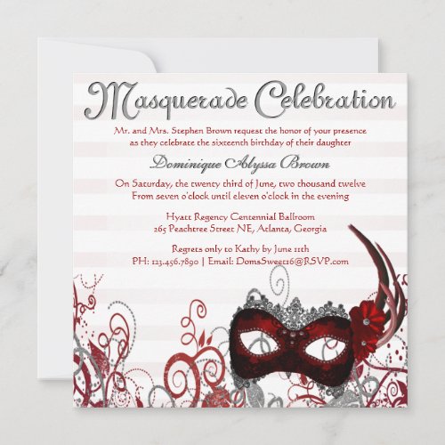 Elegant Masquerade Swirl Invite [Red]