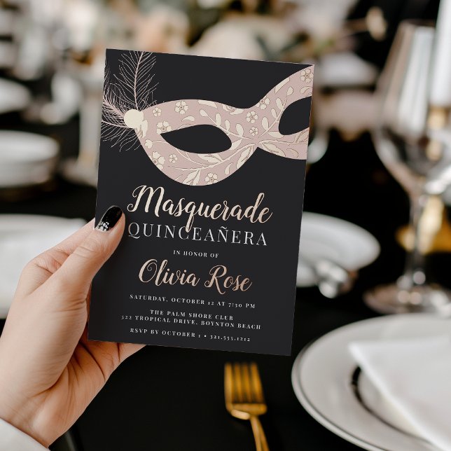 Elegant Masquerade Theme Quinceanera Foil Invitation (Creator Uploaded)