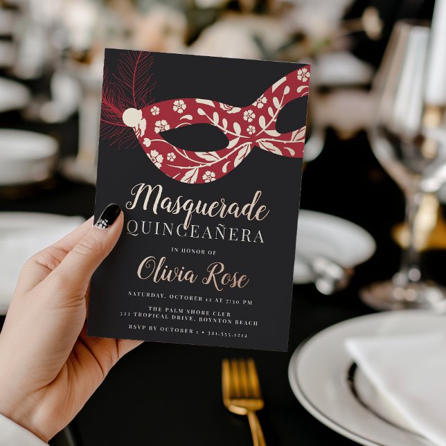 Elegant Masquerade Theme Quinceanera Foil Invitation (Creator Uploaded)