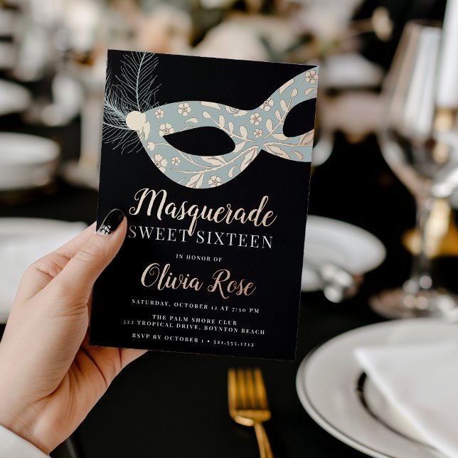Elegant Masquerade Theme Sweet Sixteen Foil Invitation (Creator Uploaded)
