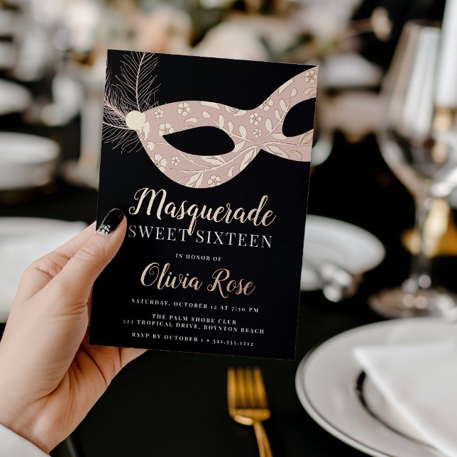 Elegant Masquerade Theme Sweet Sixteen Foil Invitation (Creator Uploaded)