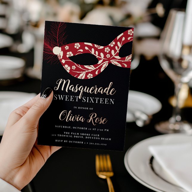 Elegant Masquerade Theme Sweet Sixteen Foil Invitation (Creator Uploaded)