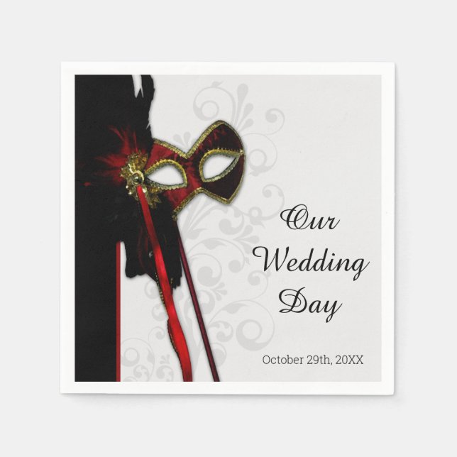 Elegant Masquerade Wedding Napkins (Front)