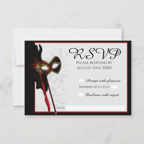 Elegant Masquerade Wedding RSVP card