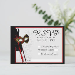 Elegant Masquerade Wedding RSVP card | Zazzle