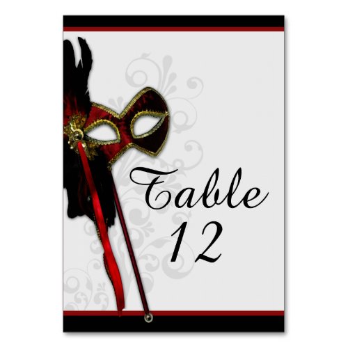 Elegant Masquerade Wedding Table Card