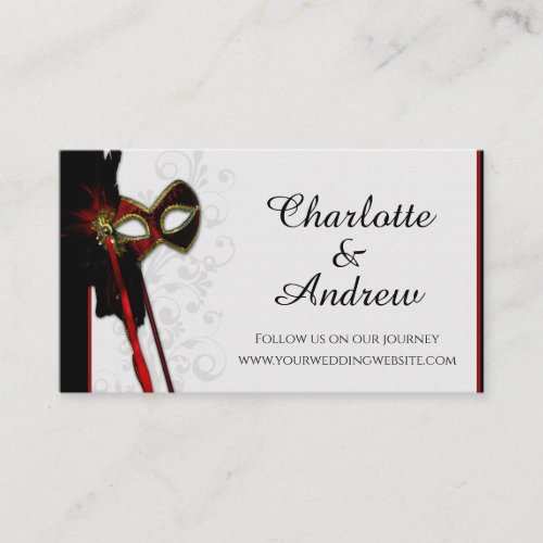 Elegant Masquerade Wedding Website Enclosure Card