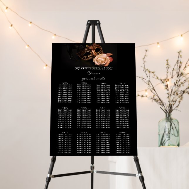 Elegant Masquerade with White Rose  Foam Board (In Situ (Stand))