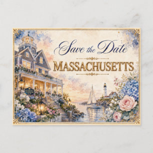 Elegant Massachusetts Save the Date Wedding Invite