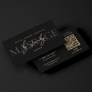 Elegant Massage Therapist Black Signature Business Card