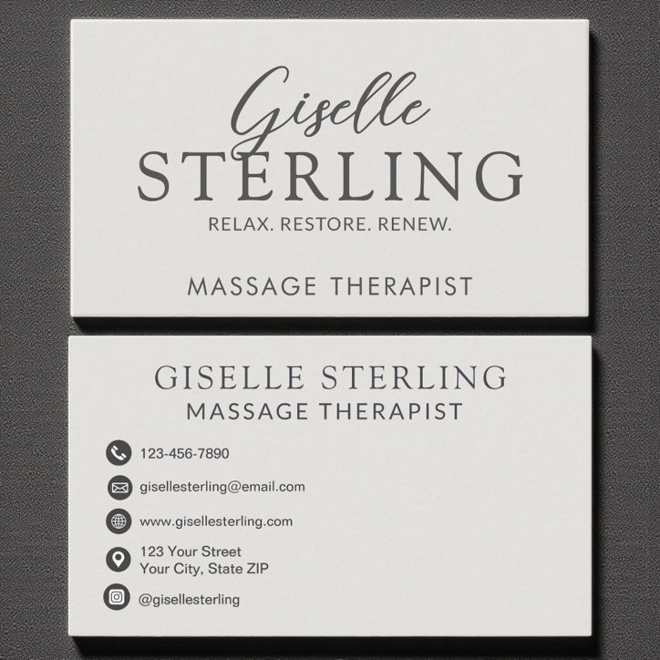 Elegant Massage Therapist Luxury Modern Script Business Card