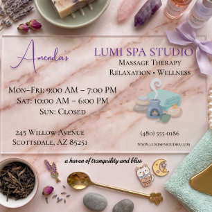 Elegant Massage & Wellness Business Card Clear Business Cards