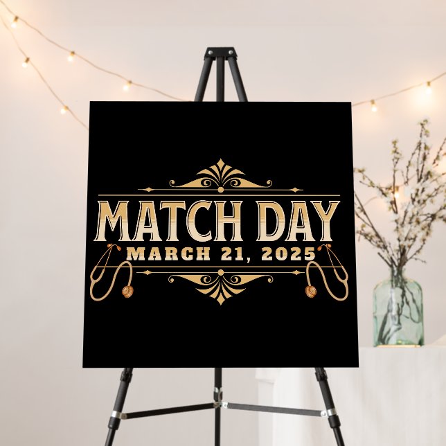 Elegant Match Day 2025 Gold and Black Foam Board (In Situ (Stand))