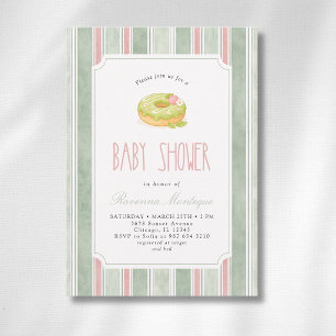 Elegant Matcha Donut Sage For Girl Baby Shower Invitation