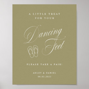 Elegant Matcha Green Wedding Dancing Feet  Poster