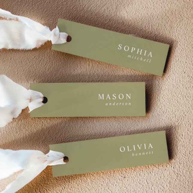 Elegant Matcha Green Wedding Name Place Cards (Creator Uploaded)