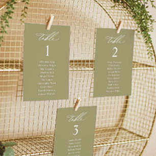 Elegant Matcha Green Wedding Seating Chart Cards
