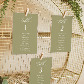 Elegant Matcha Green Wedding Seating Chart Cards