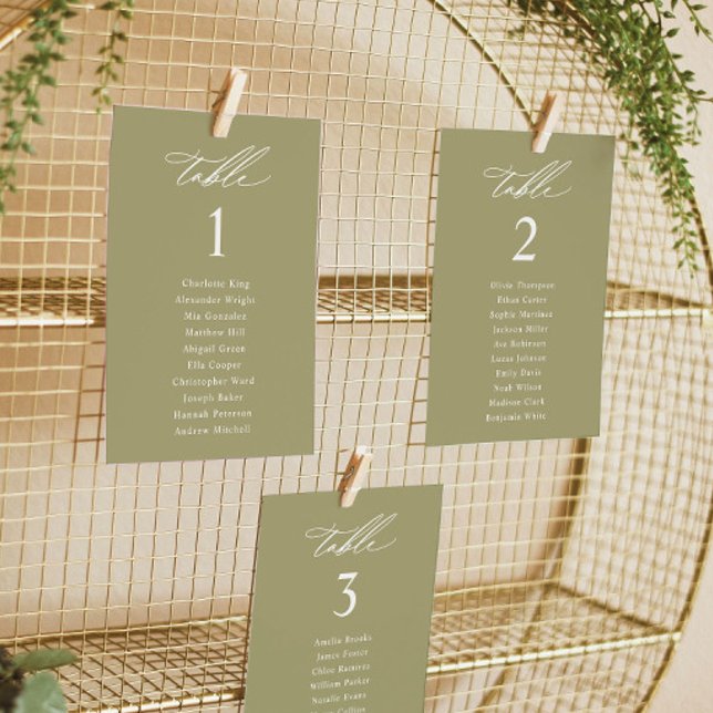Elegant Matcha Green Wedding Seating Chart Cards (Creator Uploaded)