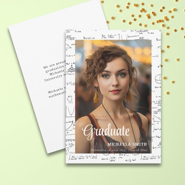 Elegant Mathematics Photo College Graduation Announcement (Creator Uploaded)