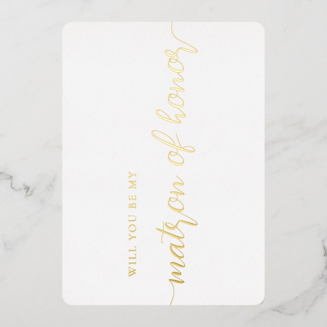 Elegant Matron of Honor Proposal Gold Foil Card (Front)