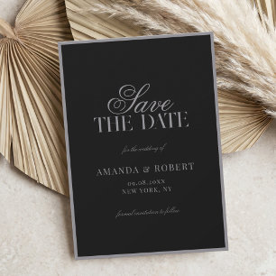 Elegant Matte Black Old Money Wedding Save The Date