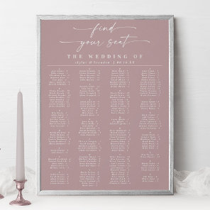 Elegant Mauve Alphabetical Wedding Seating Chart