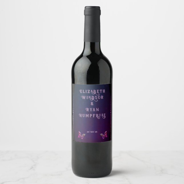 Elegant Mauve and Gold Wedding Invitations  Wine Label (Front)