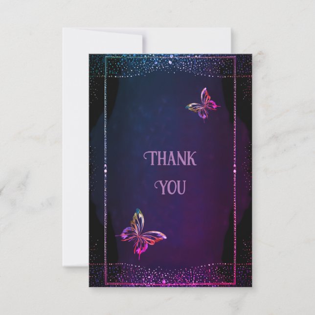 Elegant Mauve and Gold Wedding Thank You Card (Front)