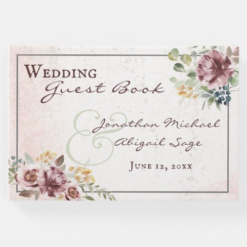 Elegant Mauve Blush Pink Floral Christian Wedding Guest Book