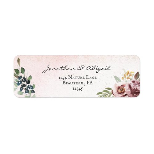 Elegant Mauve Blush Pink Floral Watercolor Wedding Label