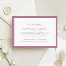 Elegant Mauve Border Frame Wedding Details