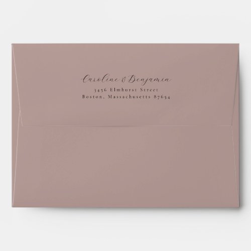 Elegant Mauve Calligraphy Wedding Return Address Envelope