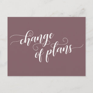 Elegant Mauve Change of Plans Postponed Wedding Postcard