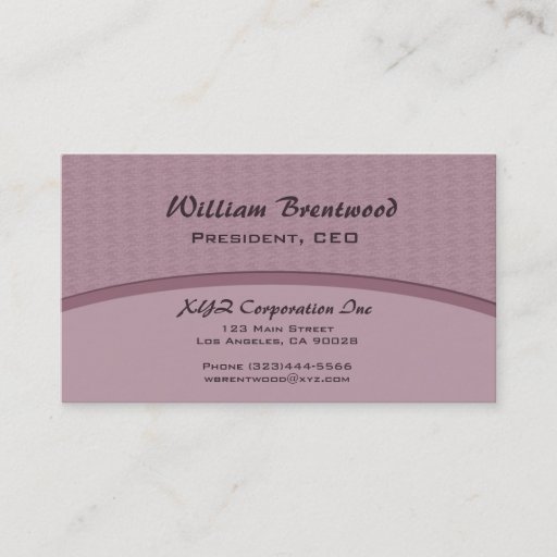 Customizable elegant mauve curve business card