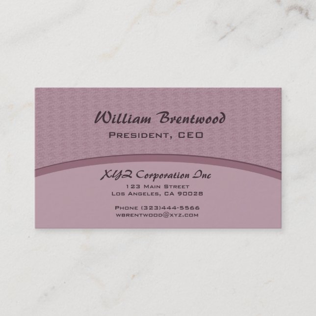 elegant mauve curve business card (Front)