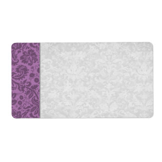 Elegant Mauve Damask Wedding Label