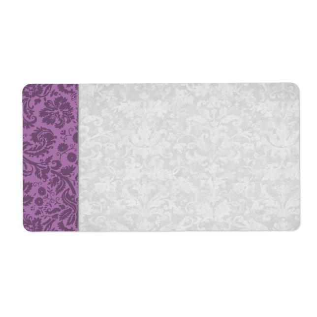 Elegant Mauve Damask Wedding Label (Front)