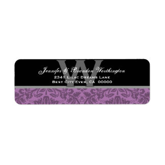 Elegant Mauve Damask Wedding Label