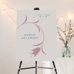Elegant Mauve & Dusty Blue Floral Wedding Sign