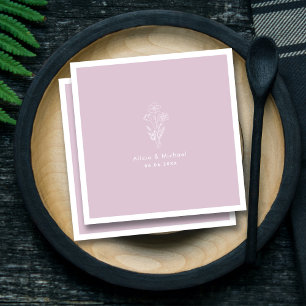 Elegant Mauve Floral Wedding Napkins Minimalist