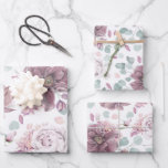 Elegant Mauve Flowers and Leaves Botanical Pattern Wrapping Paper Sheets<br><div class="desc">Botanical mauve floral pattern wrapping papers</div>