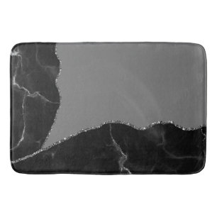 Elegant Mauve Gray Faux Glitter Marble Bath Mat