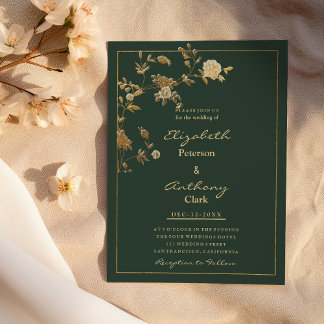 Elegant mauve green gold floral luxury Wedding Invitation